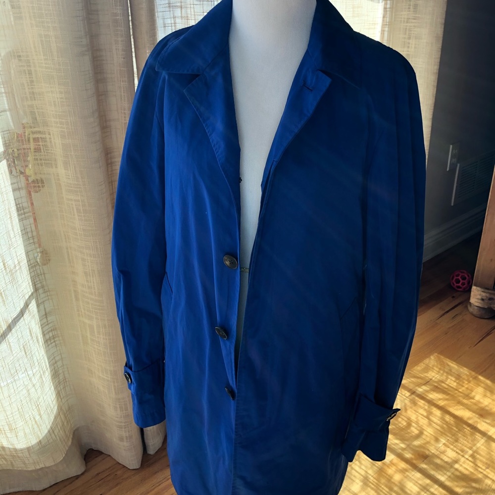 Bright blue trench coat